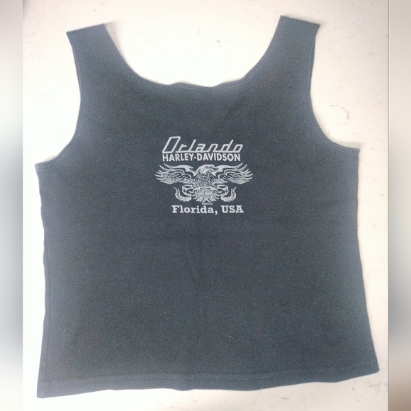 Vintage Harley-Davidson Rhinestone Studs Crop Top Tank Biker Babe 90s Motorcycle - Picture 5 of 8